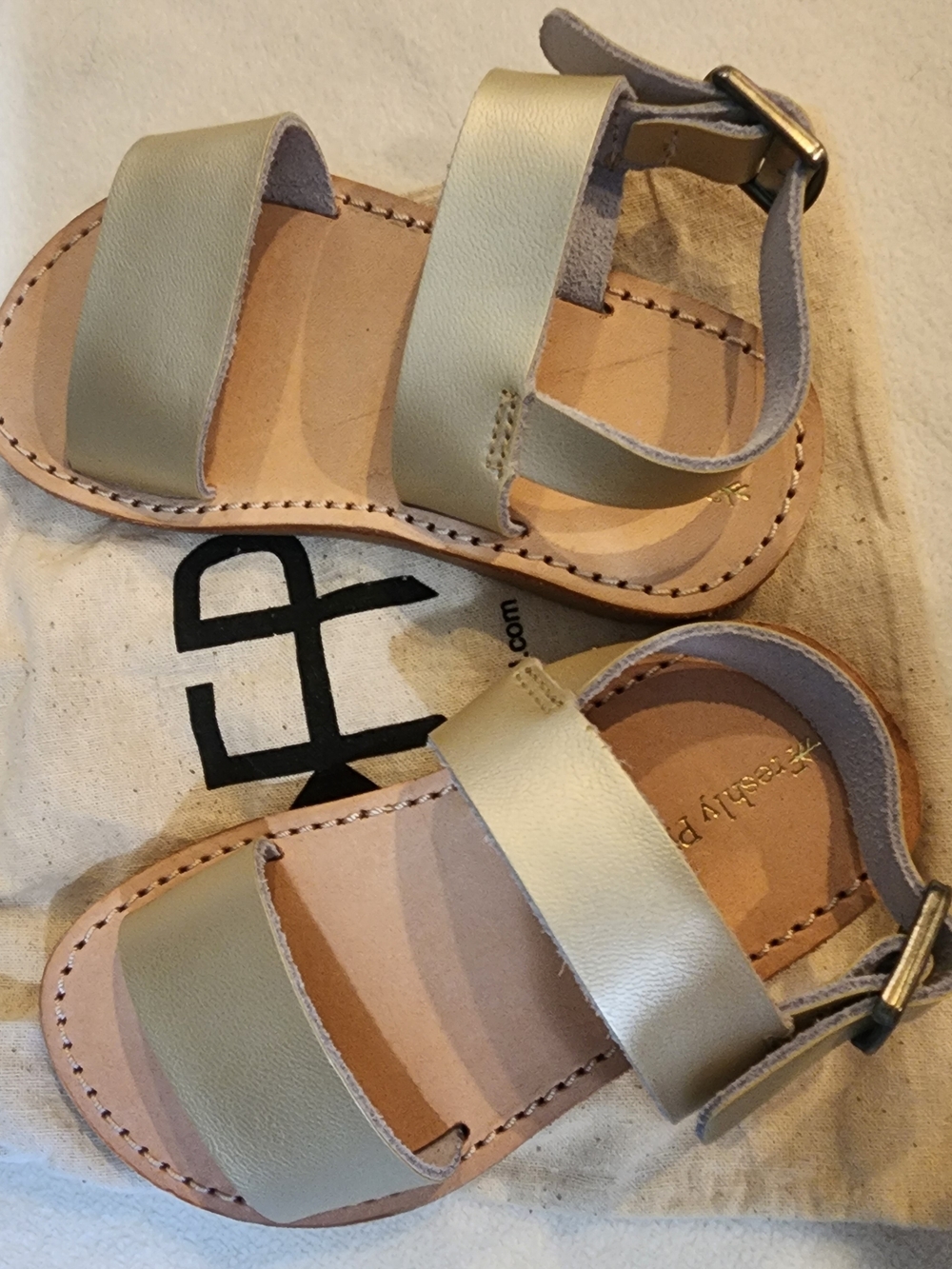 Freshly Picked Sanibel Leather Strap Sandals Platinum 6